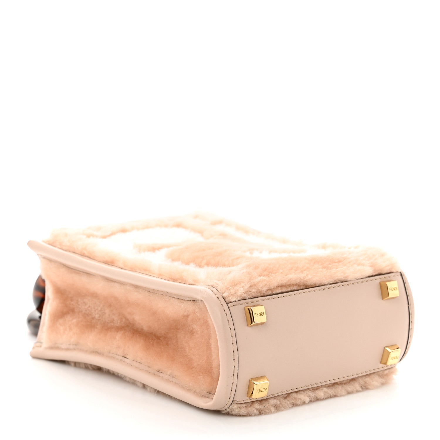 Shearling Plexiglass FF Mini Fendi Sunshine Shopper Soap White