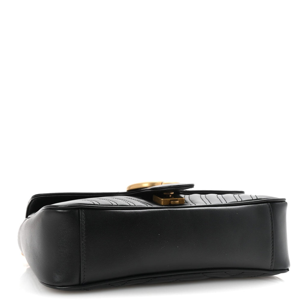 Calfskin Matelasse Small GG Marmont Shoulder Bag Black