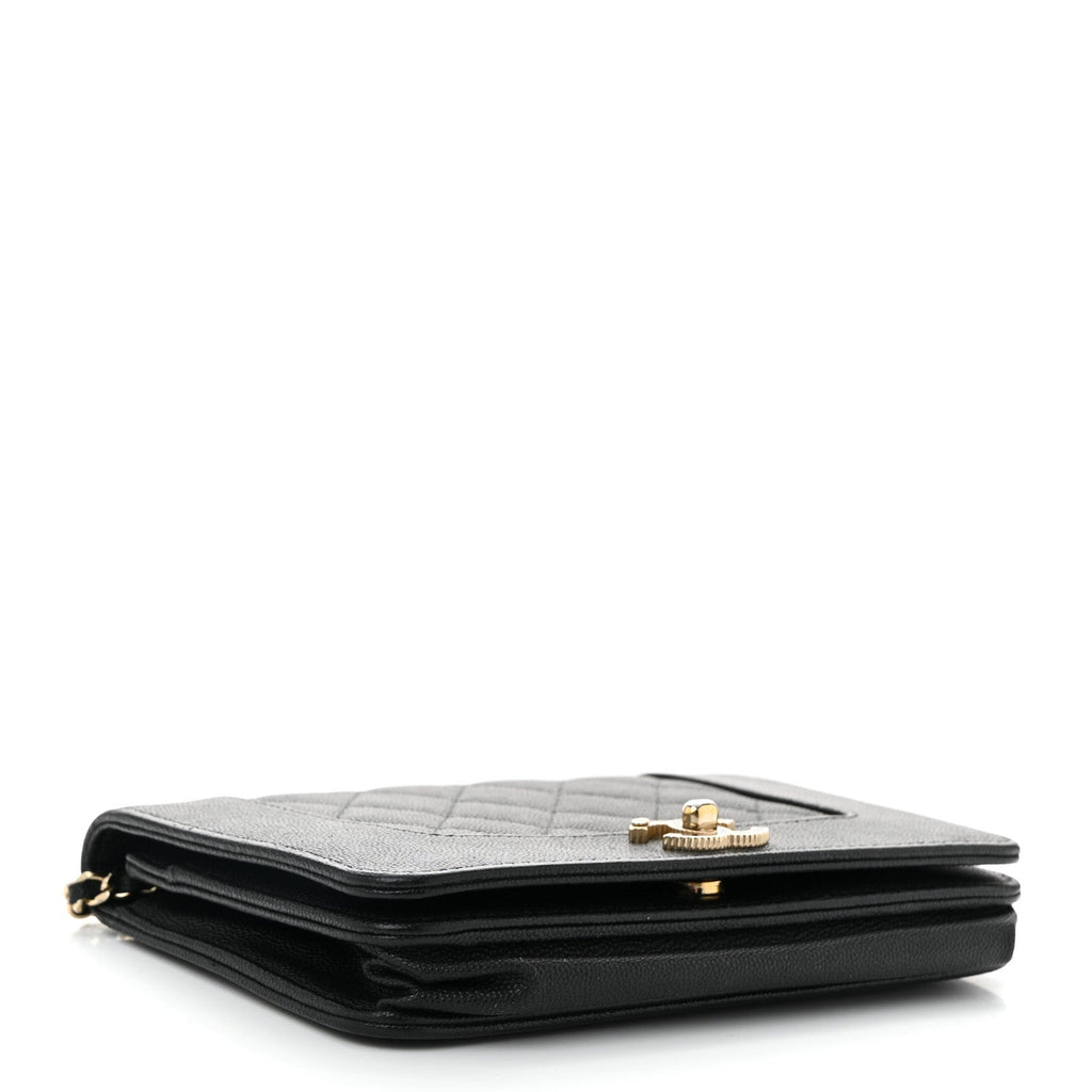Caviar Quilted Vintage Mademoiselle Wallet On Chain WOC Black