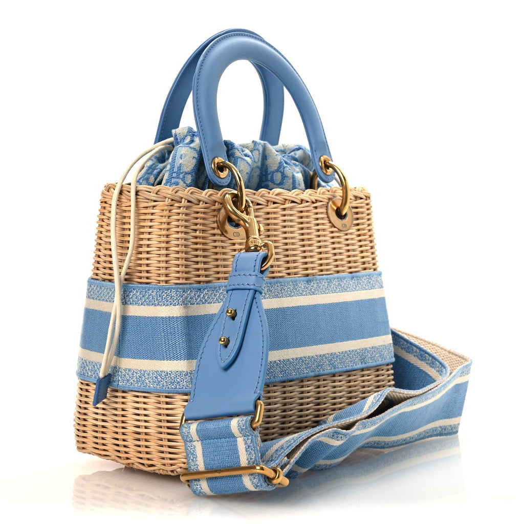 Wicker Oblique Medium Lady Dior Bag Cornflower Blue
