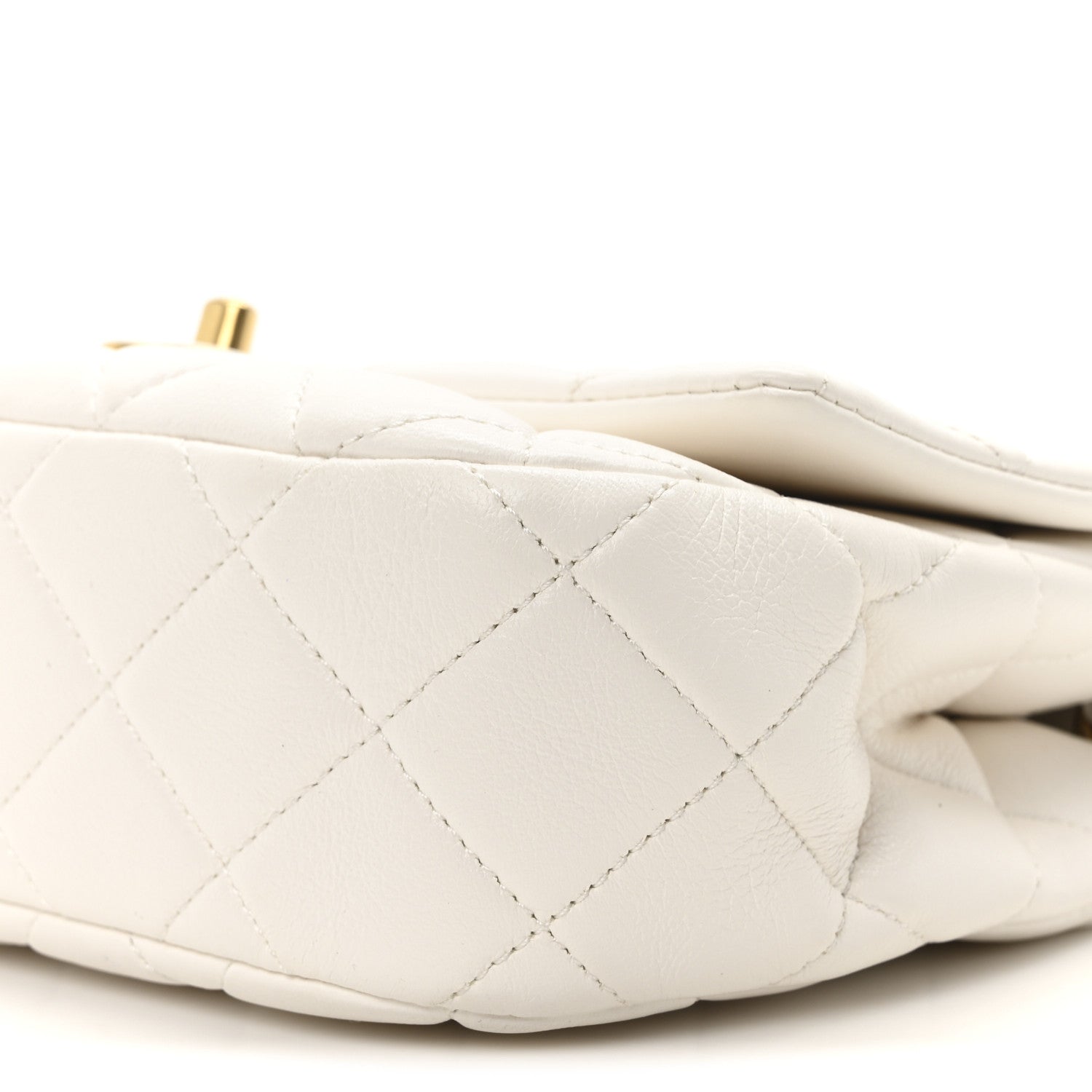 Lambskin Quilted Small Enamel Logo Chain Flap White