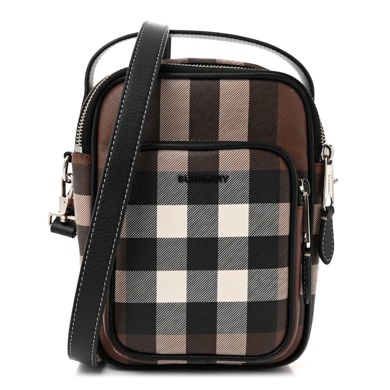 House Check Canvas Calfskin Wyatt Crossbody Dark Birch Brown