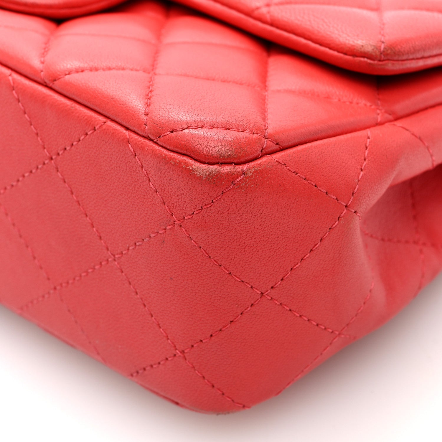 Lambskin Quilted Mini Rectangular Flap Red