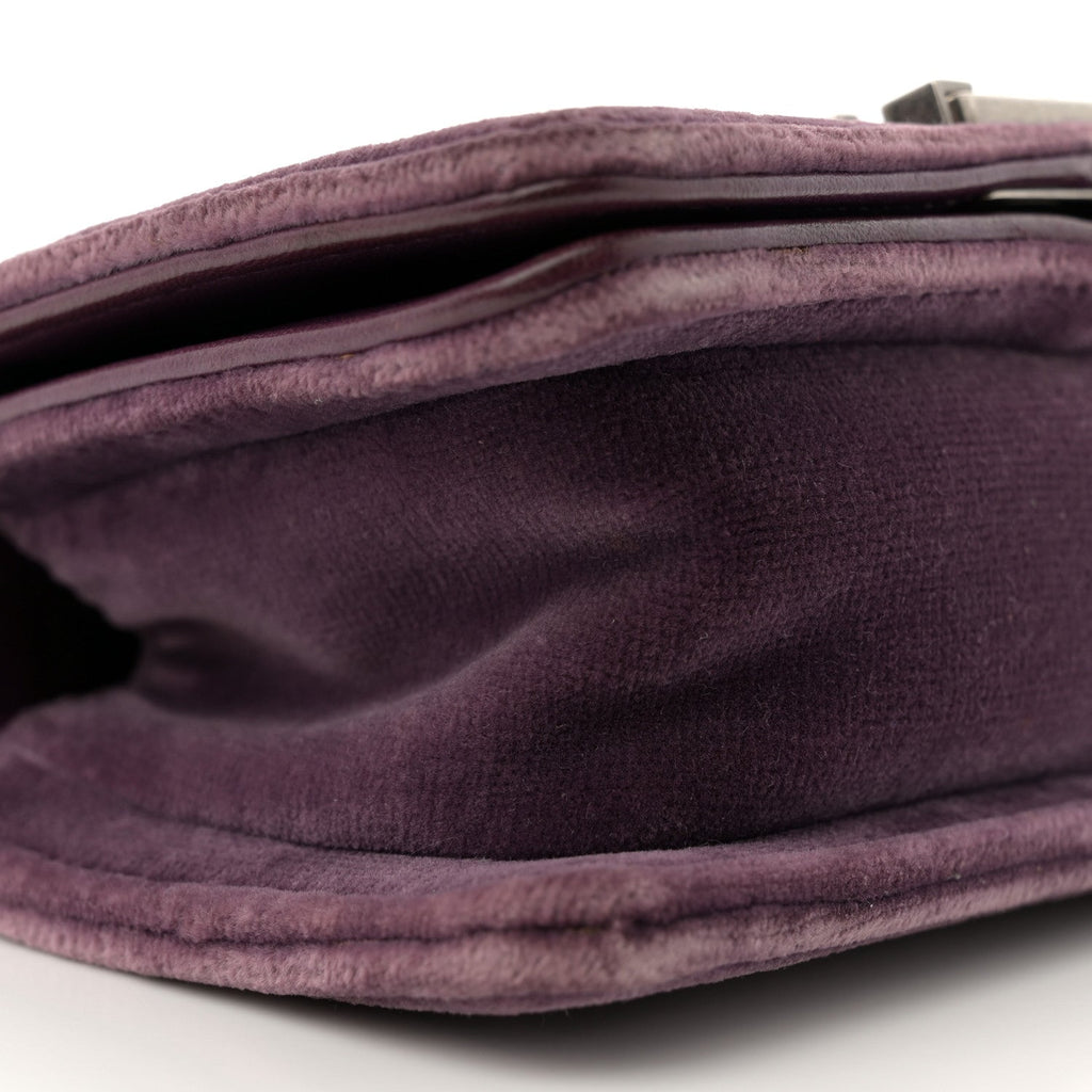 Velvet Quilted Mini Boy Flap Purple