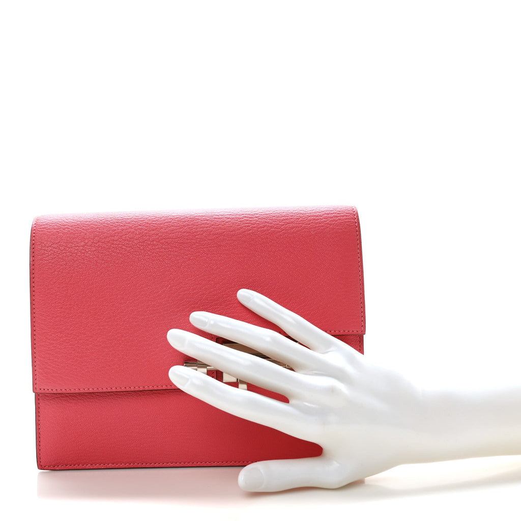 Chevre Mysore Verrou Clutch Rose Lipstick