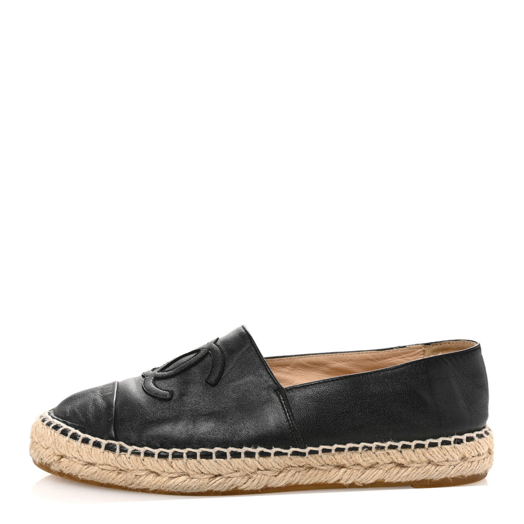 Lambskin CC Espadrilles 37 Black