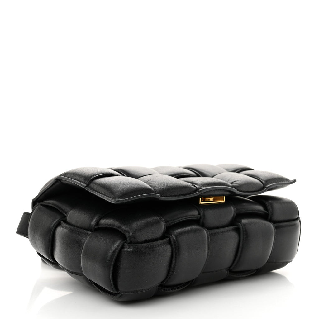 Nappa Maxi Intreccio Padded Cassette Crossbody Bag Black