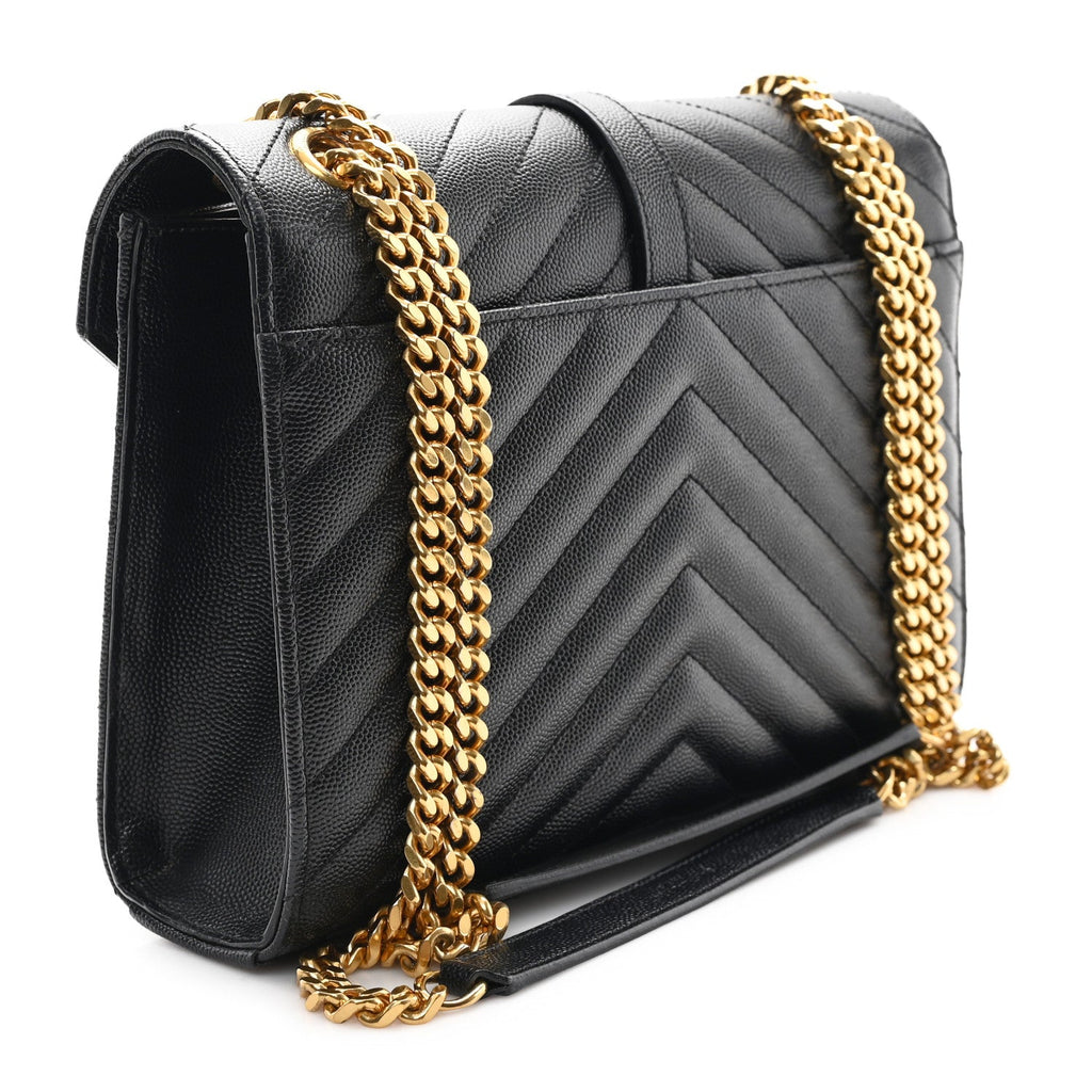 Grain De Poudre Matelasse Chevron Medium Monogram Satchel Black