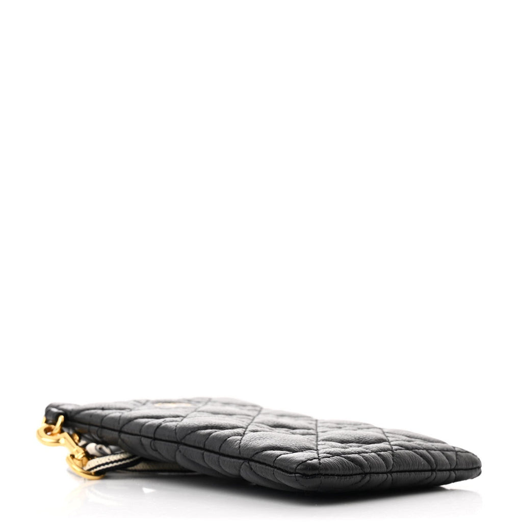 Supple Calfskin Cannage Caro Multifunctional Pouch Black