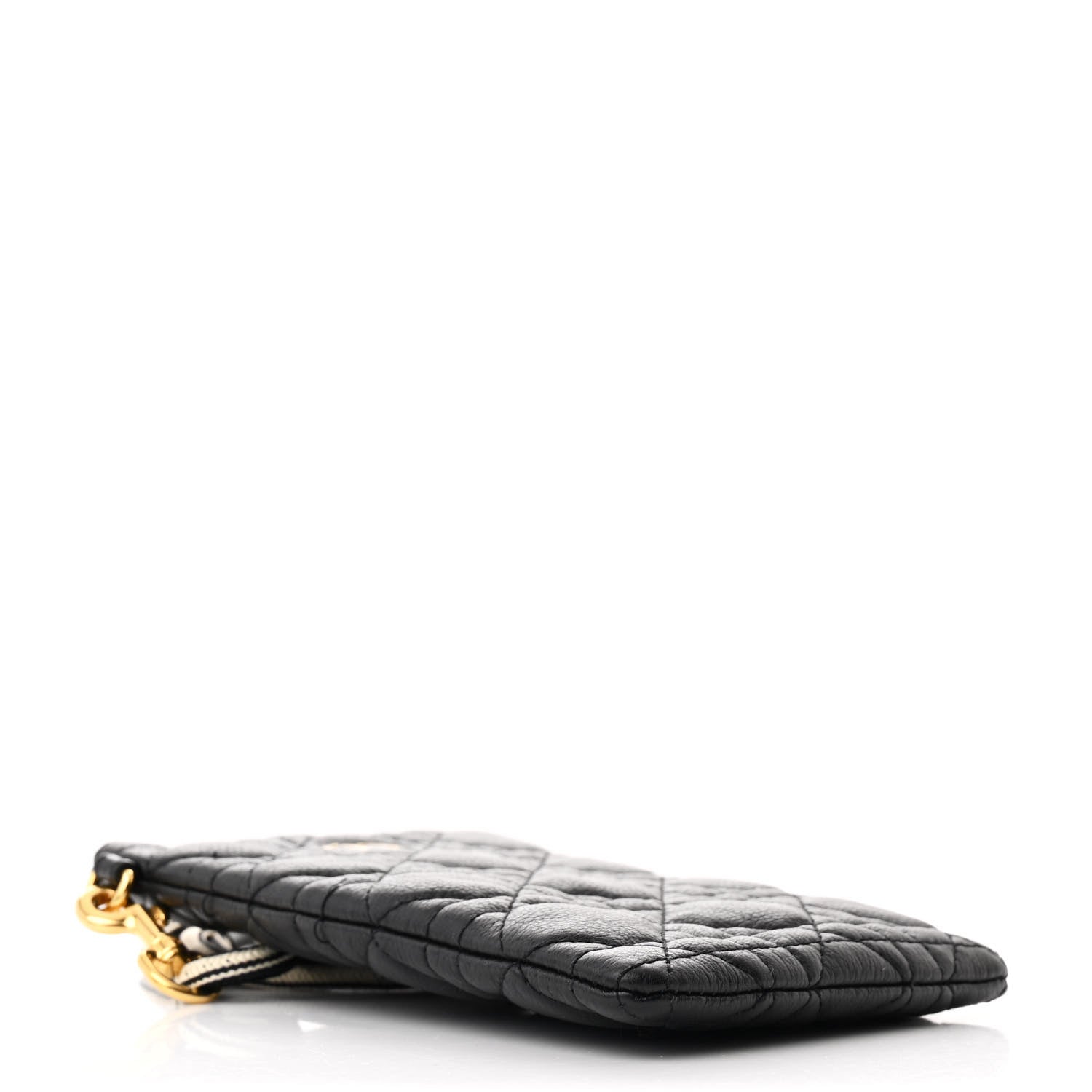 Supple Calfskin Cannage Caro Multifunctional Pouch Black