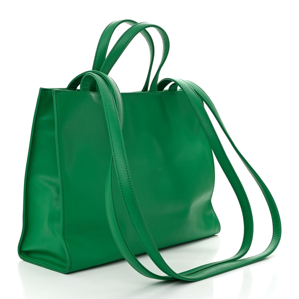Vegan Leather Medium Shopping Bag Greenscreen