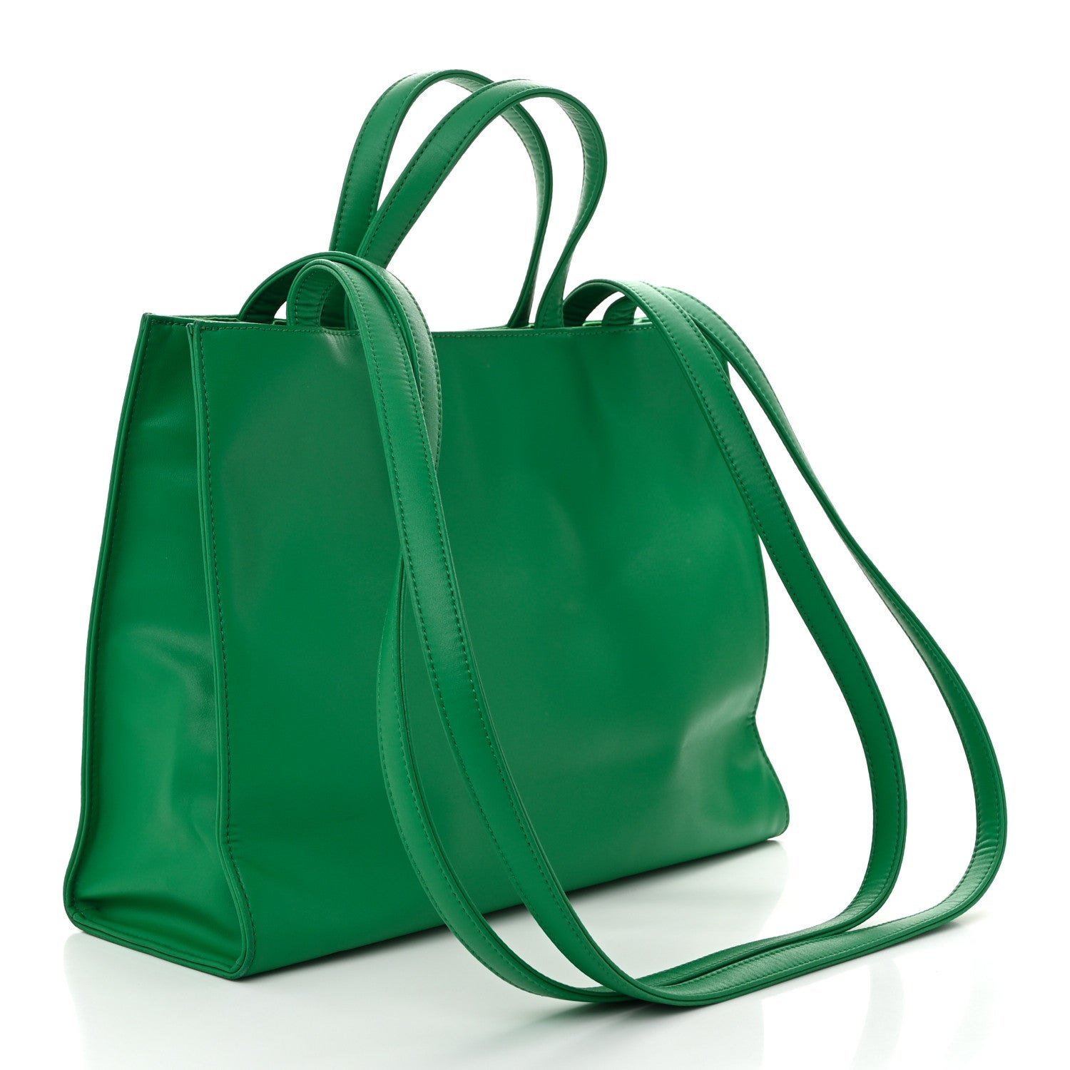 Vegan Leather Medium Shopping Bag Greenscreen