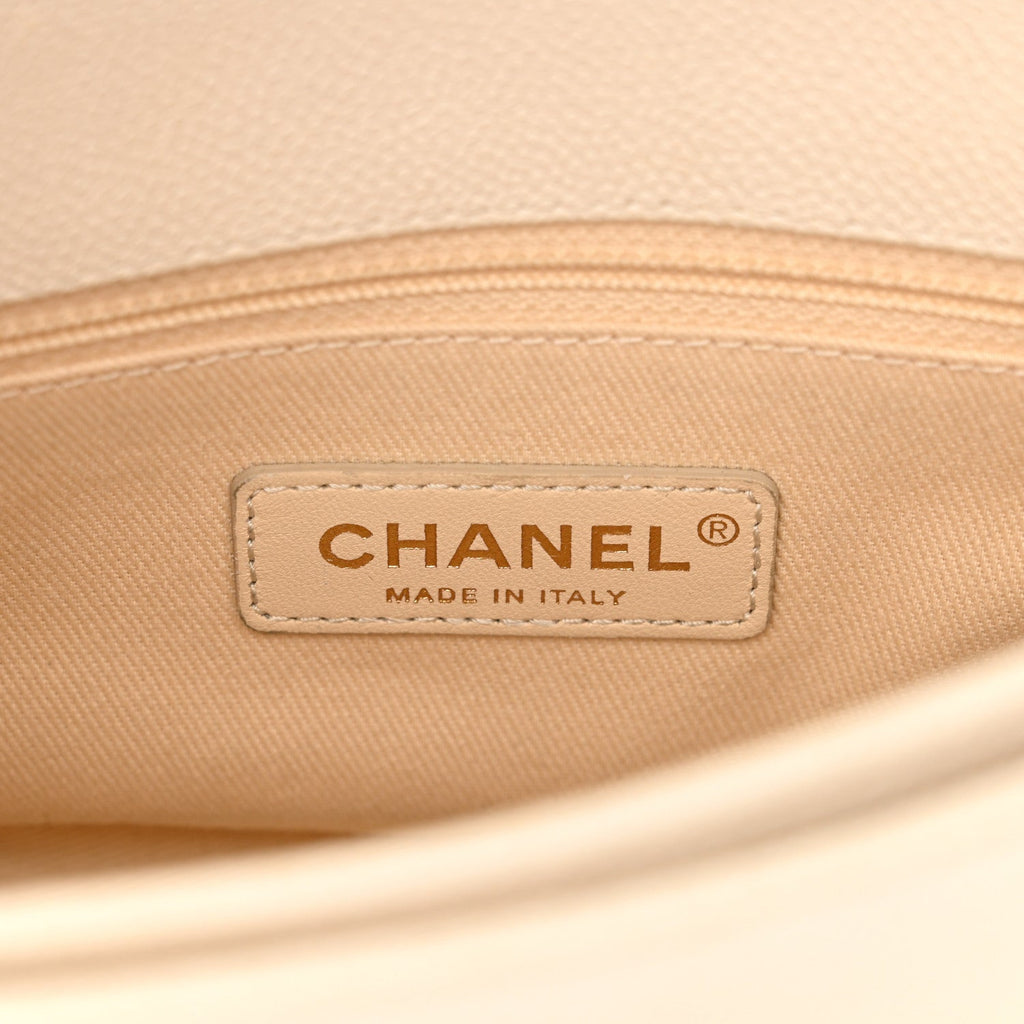 Grained Calfskin Quilted Small Cuba Top Handle Flap White