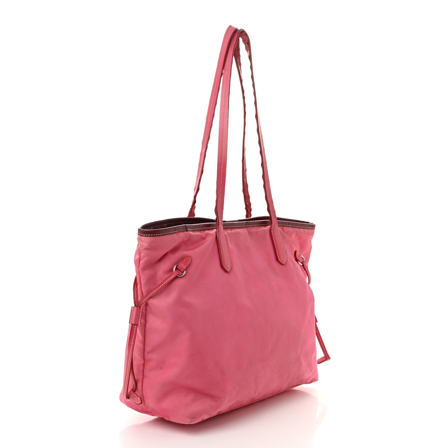 Tessuto Nylon Saffiano Shopping Tote Begonia