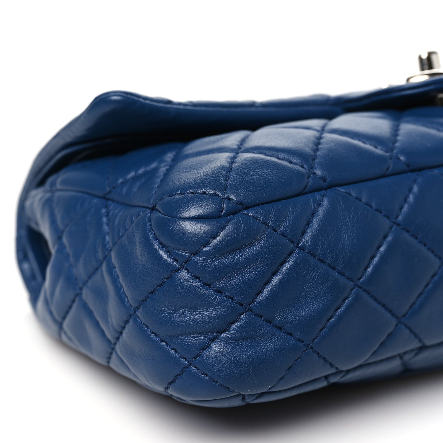 Lambskin Quilted Medium Double Flap Blue