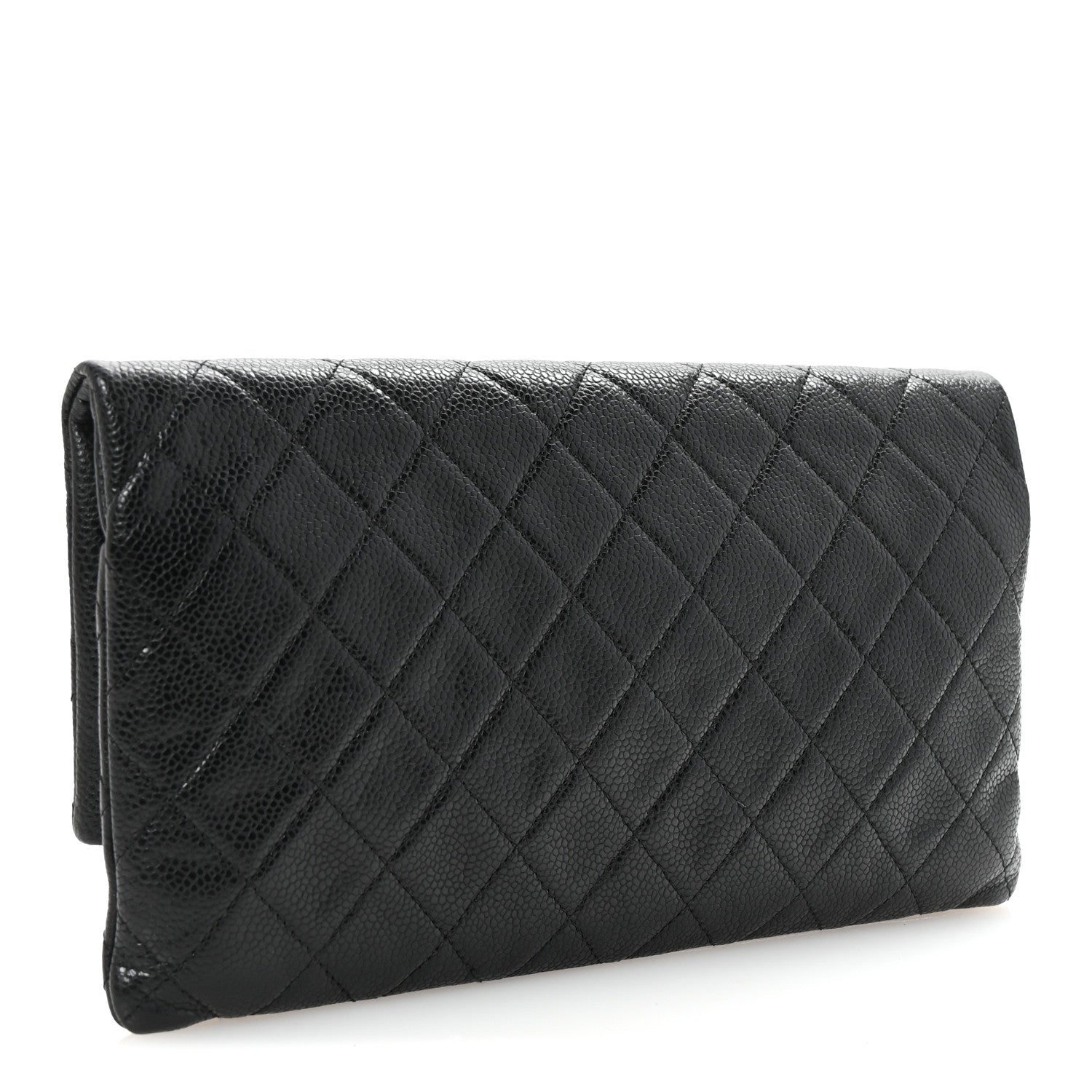 Caviar Quilted CC Beauty Clutch Black