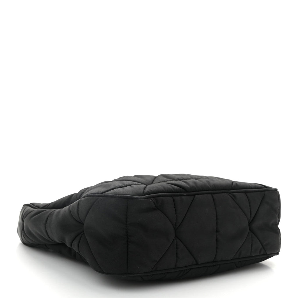 Tessuto Nylon Triangle Quilted Padded Patchwork System Shoulder Bag Black