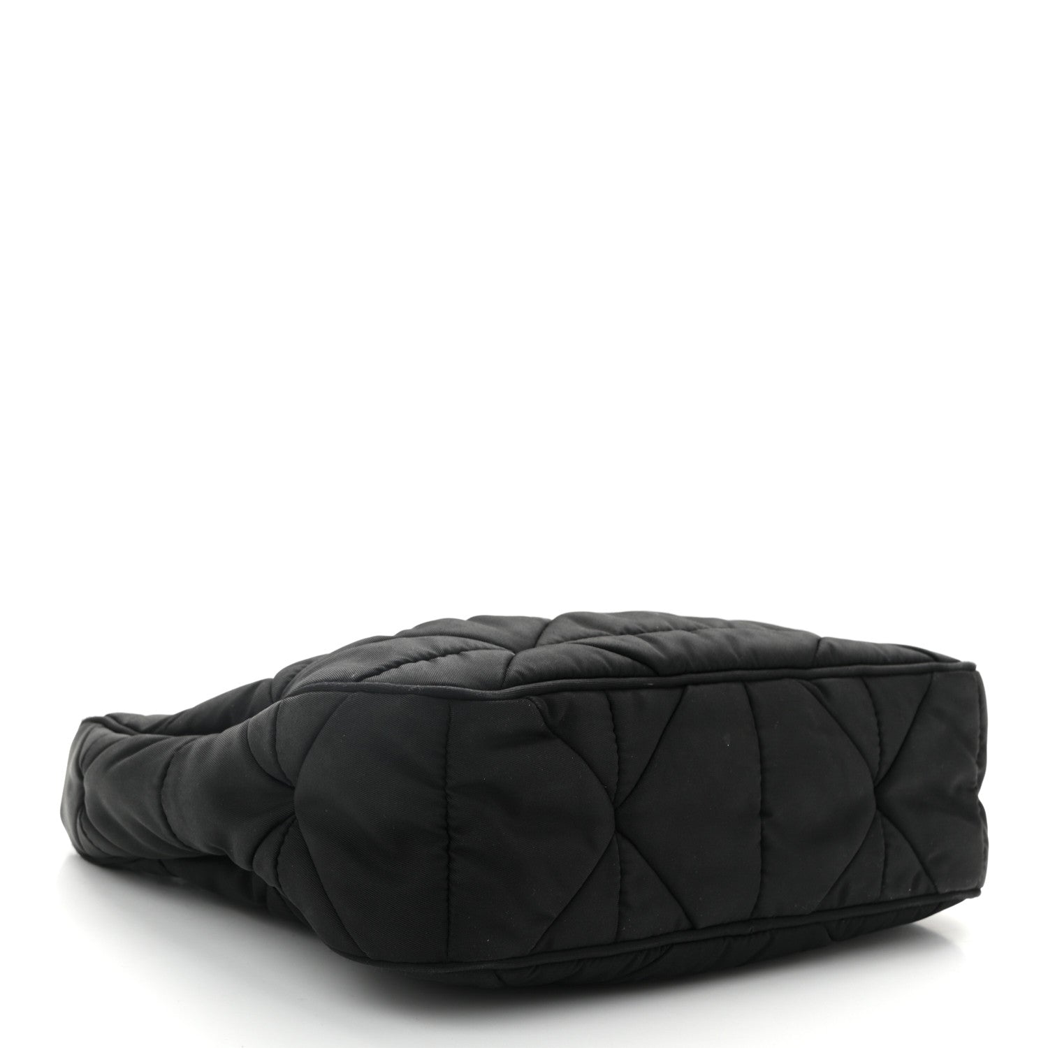 Tessuto Nylon Triangle Quilted Padded Patchwork System Shoulder Bag Black
