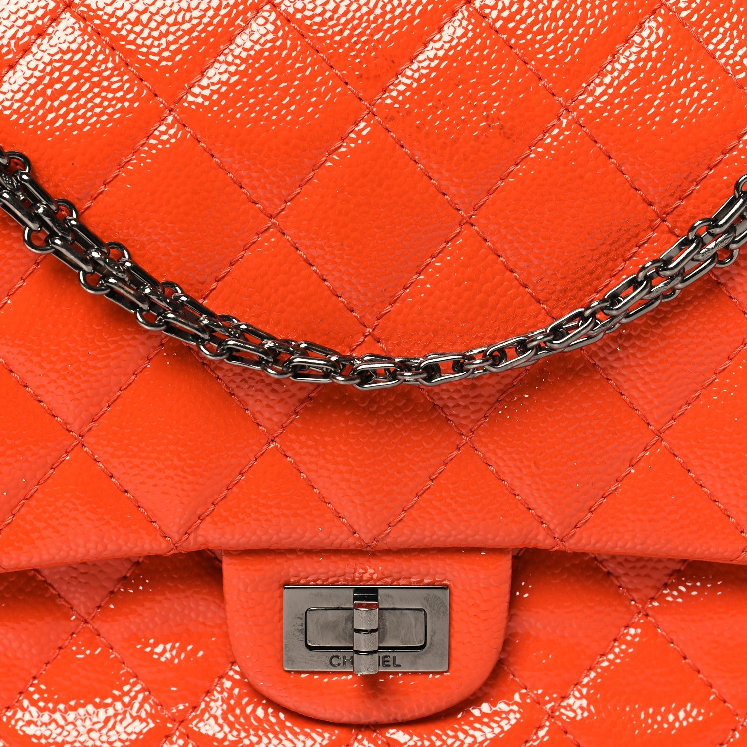 Patent Caviar Quilted 2.55 Reissue 226 Flap Orange