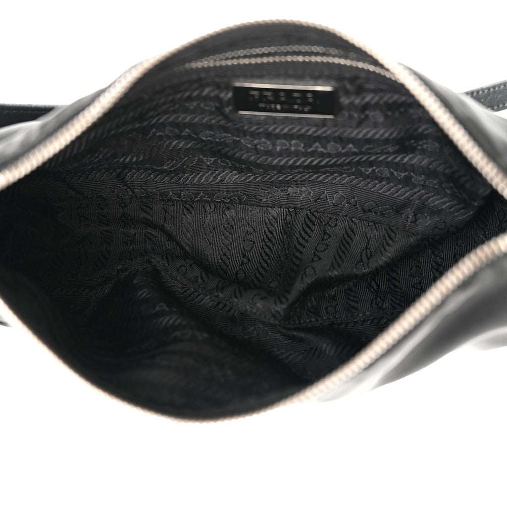 Tessuto Light Nylon Soft Calf Shoulder Bag Black