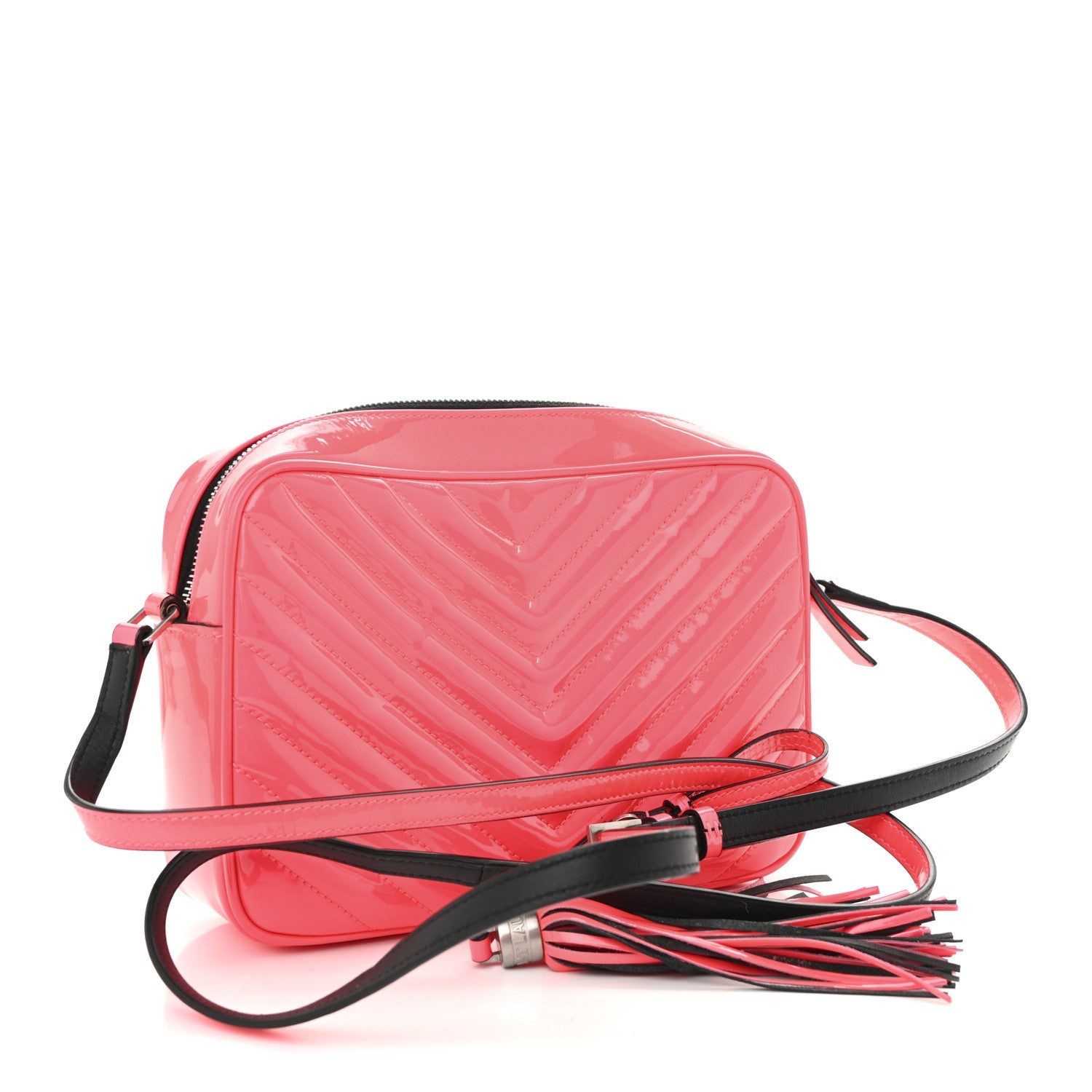 Patent Calfskin Matelasse Monogram Lou Camera Bag Neon Pink