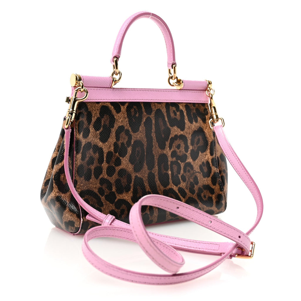 Dauphine Leopard Print Small Miss Sicily Satchel Pink