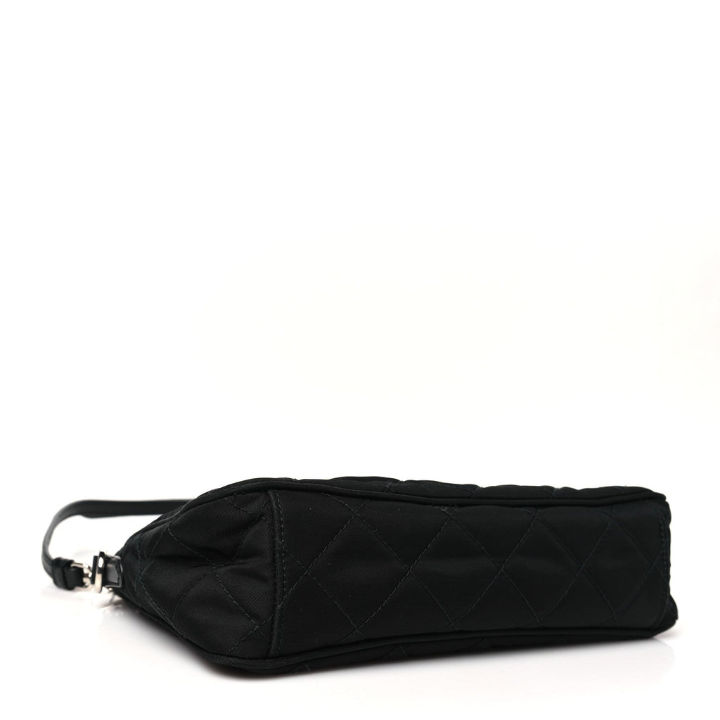 Nylon Tessuto Impuntu Quilted Crossbody Bag Black