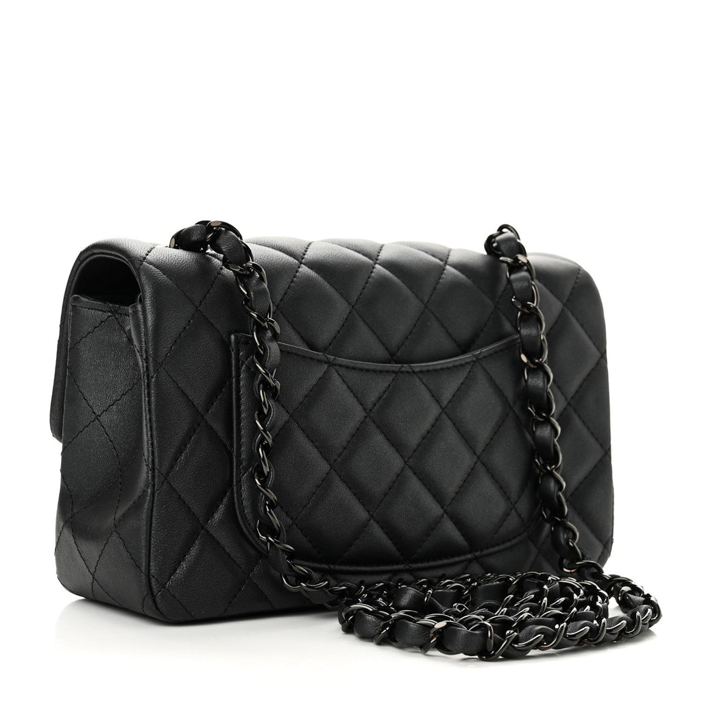 Lambskin Quilted Mini Rectangular Flap So Black