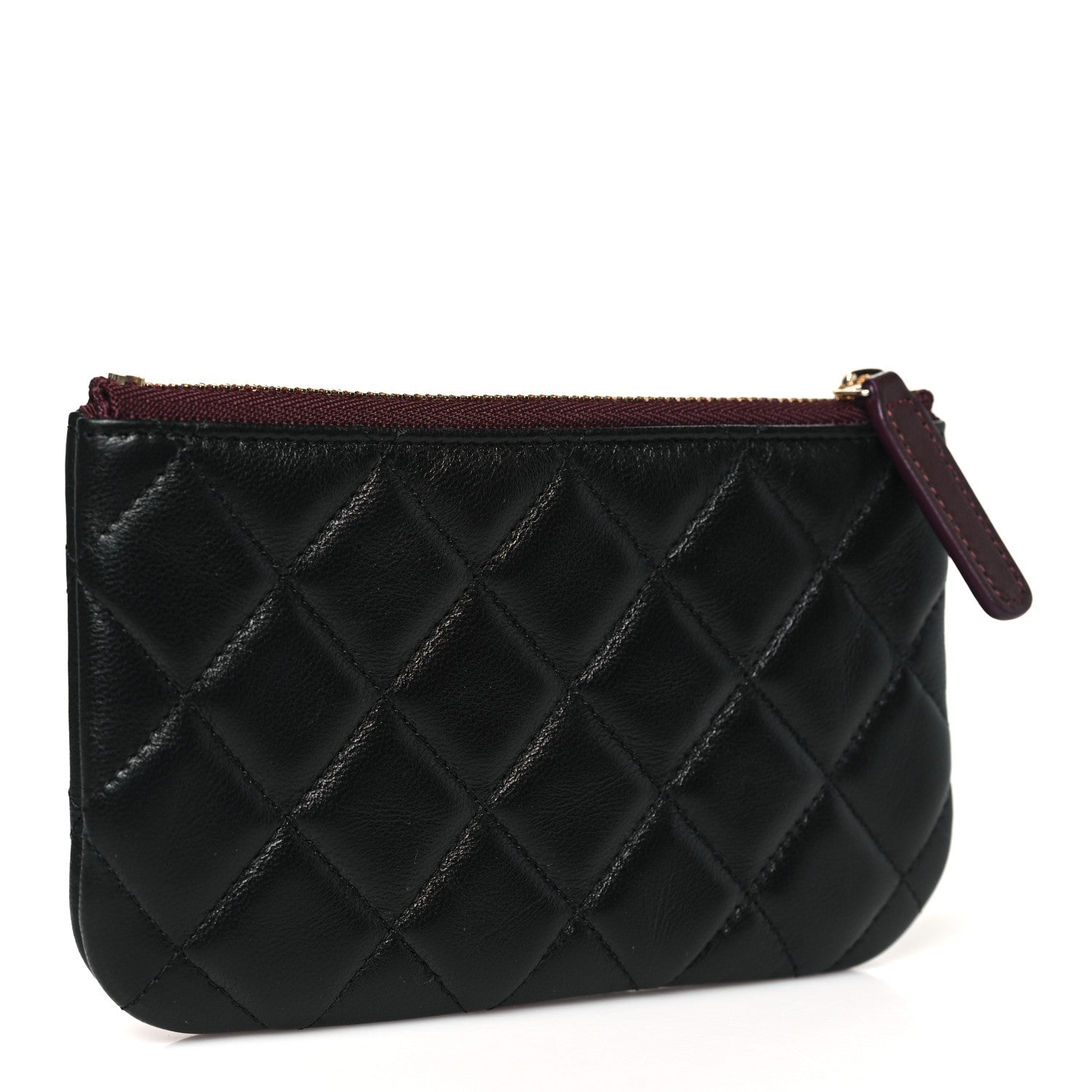 Lambskin Quilted Small Cosmetic Case Black