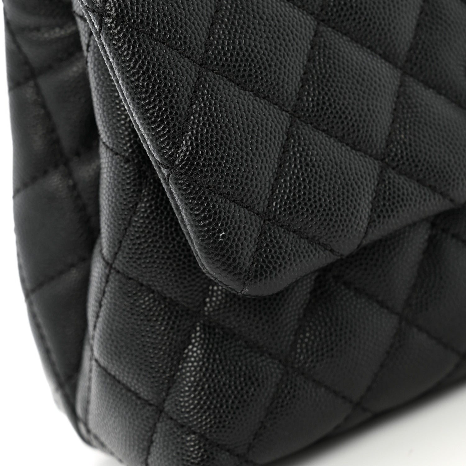 Caviar Lizard Embossed Quilted Mini Coco Handle Flap Black