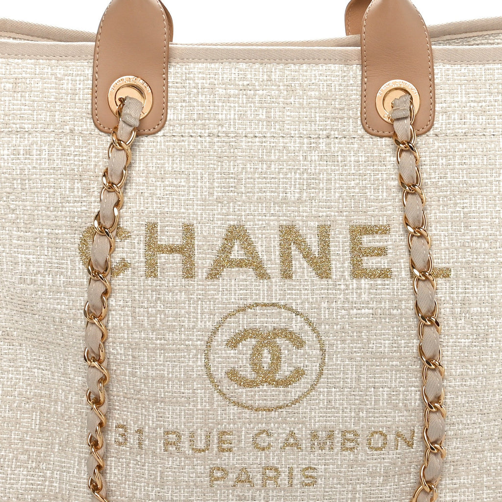 Canvas Medium Deauville Tote Light Beige