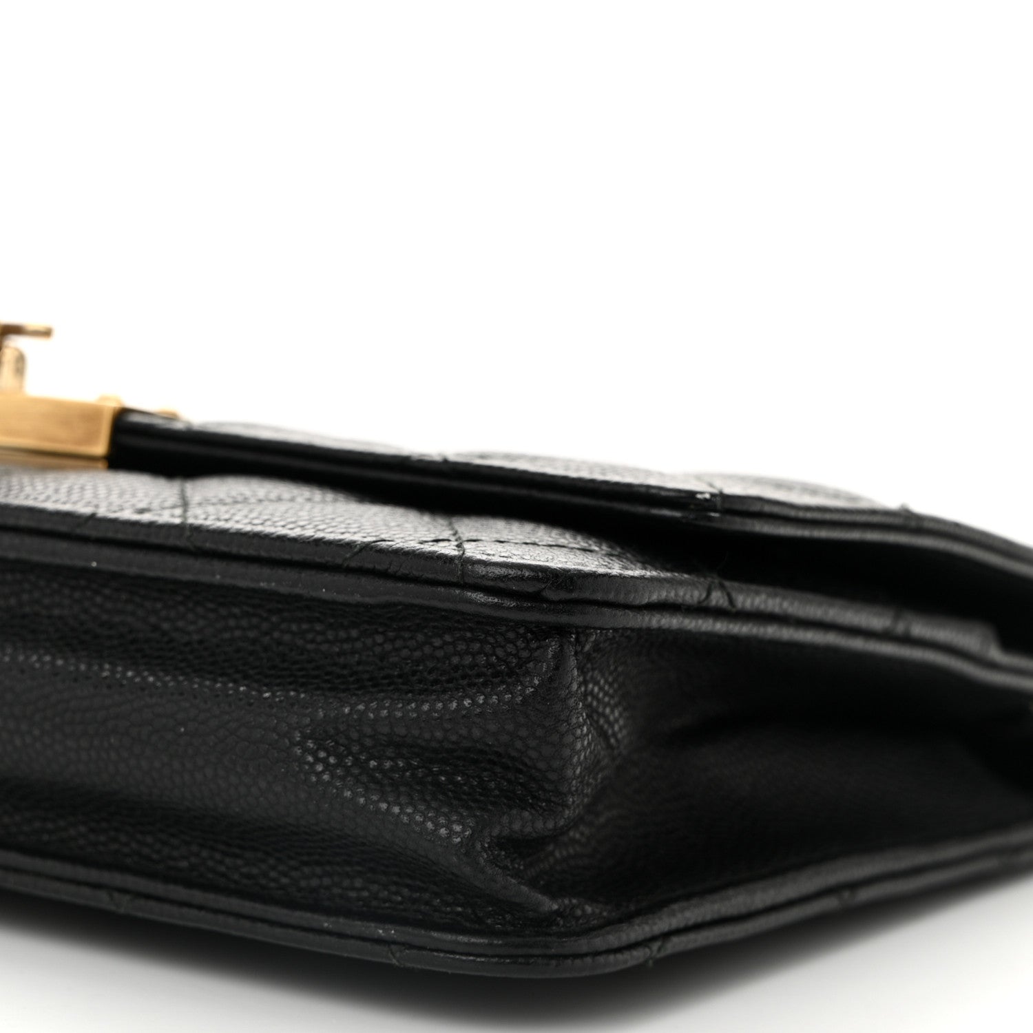 Caviar Quilted Golden Class Wallet On Chain WOC Black