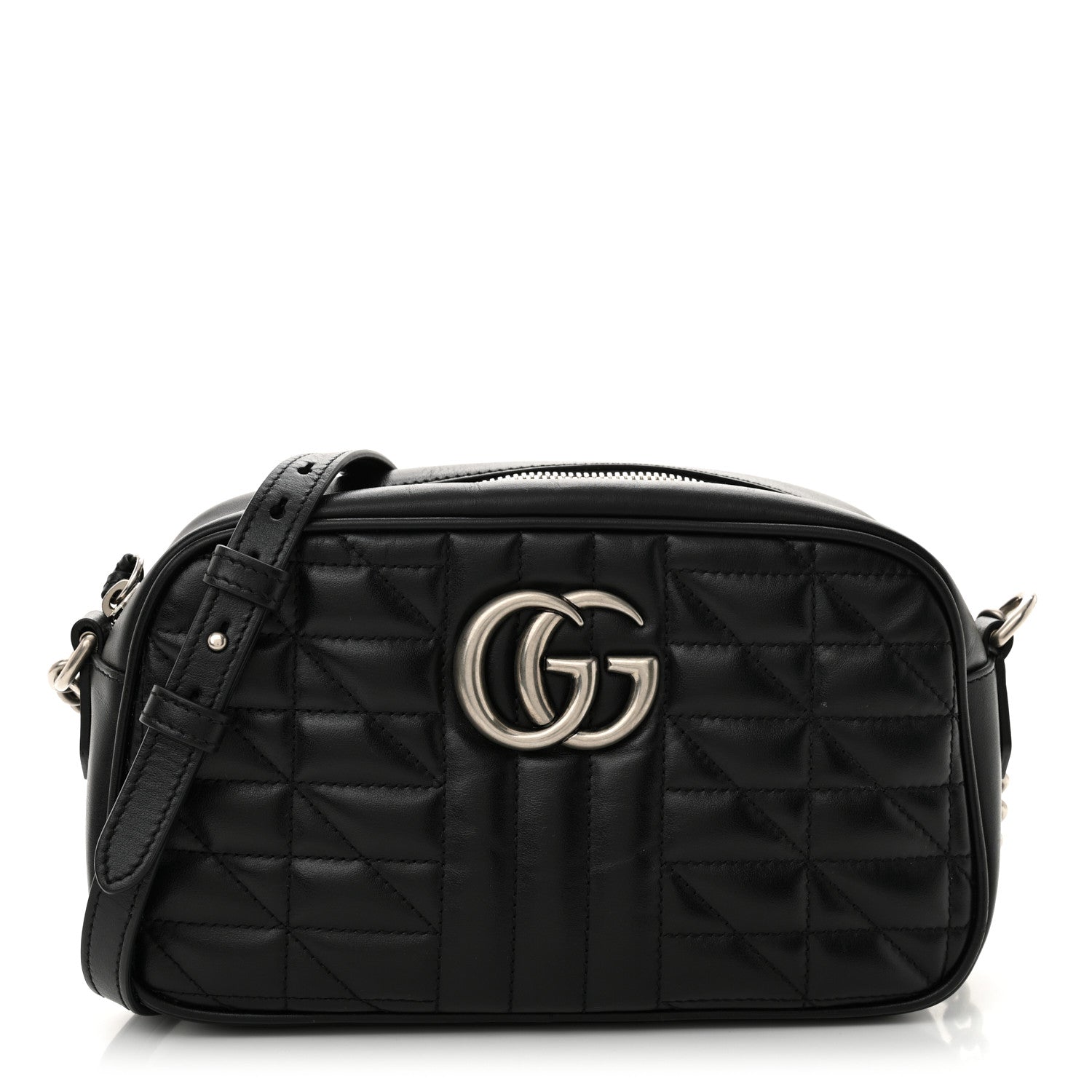Calfskin Matelasse Aria Small GG Marmont Chain Shoulder Bag Black