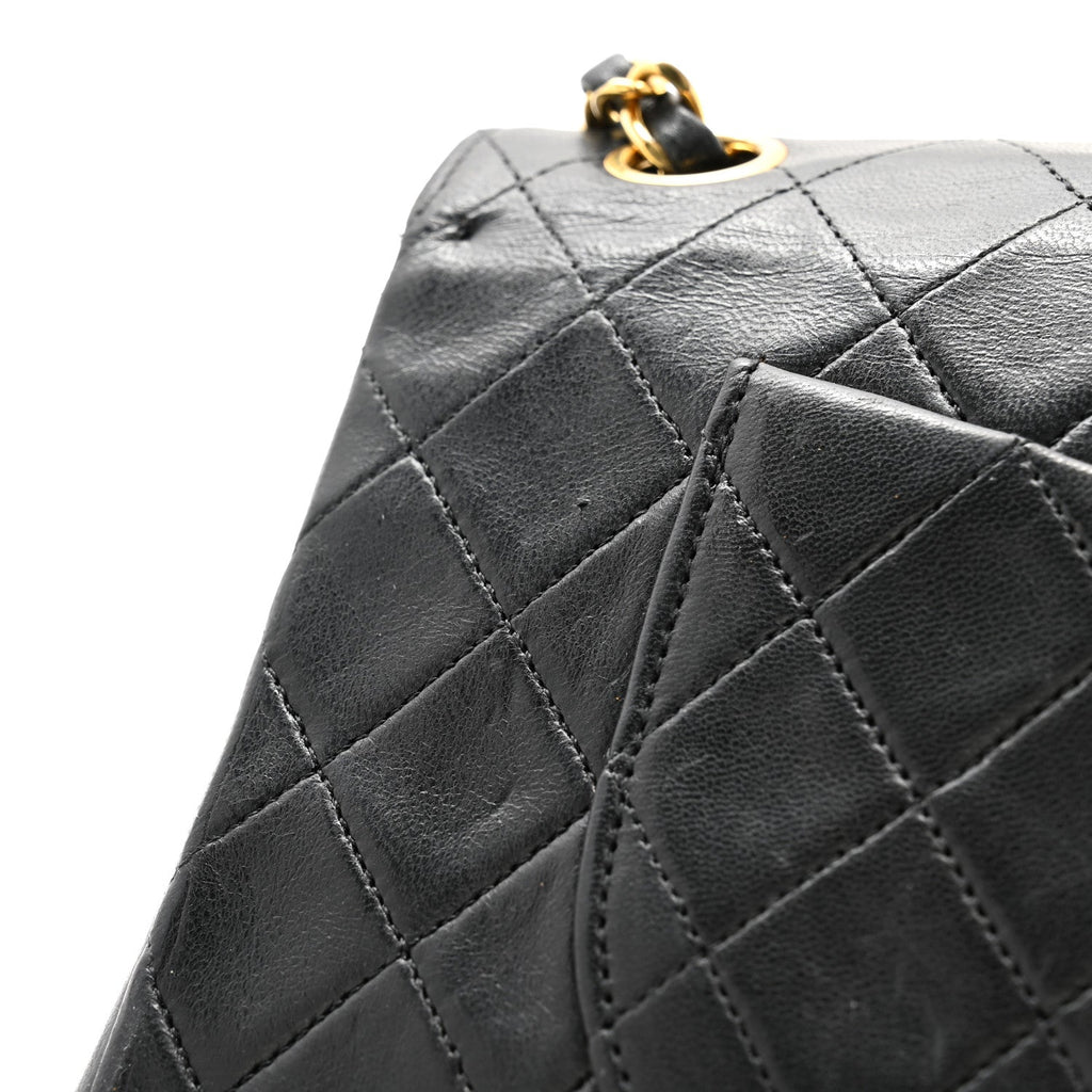 Lambskin Quilted Medium Double Flap Black