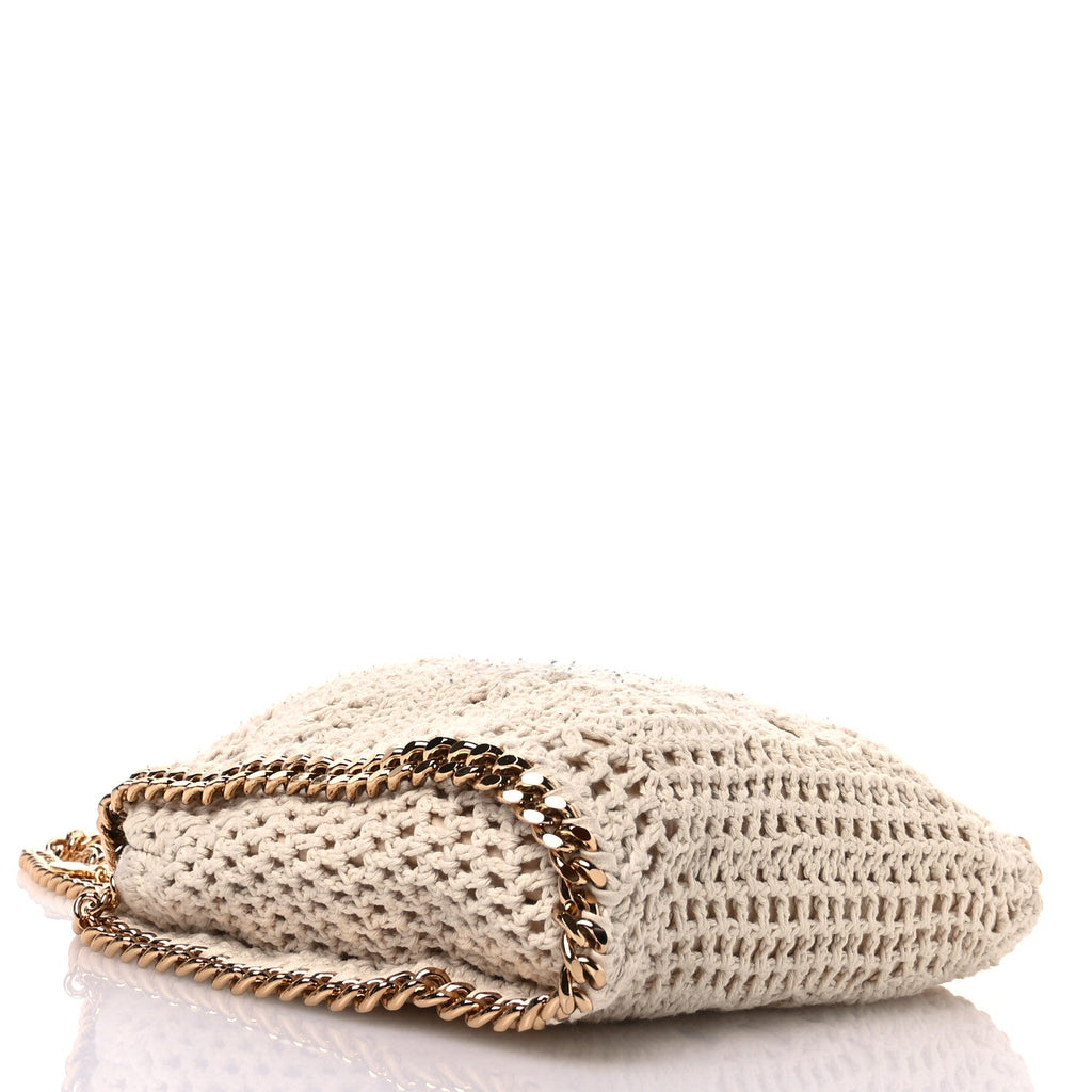 Cotton Crochet Falabella Ajouree Tote Bag White