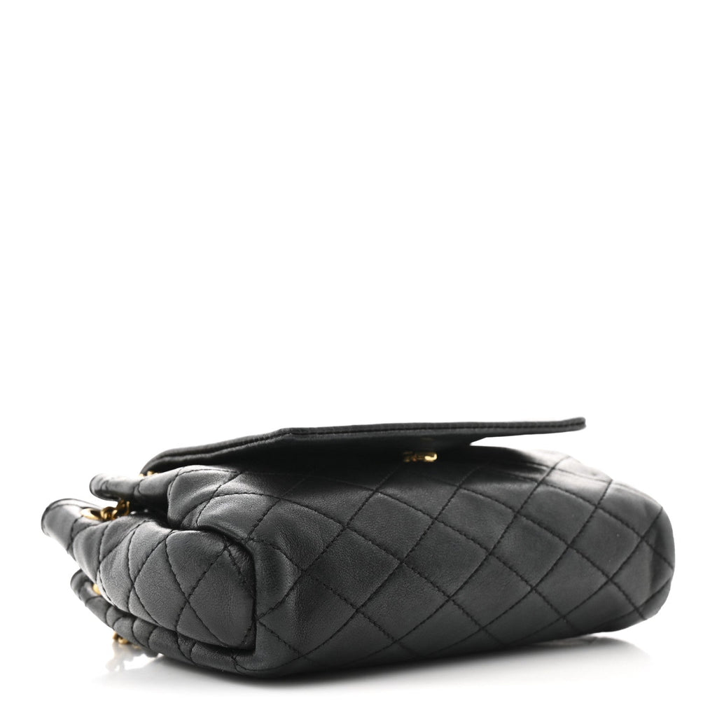 Lambskin Quilted Monogram Mini Nolita Black