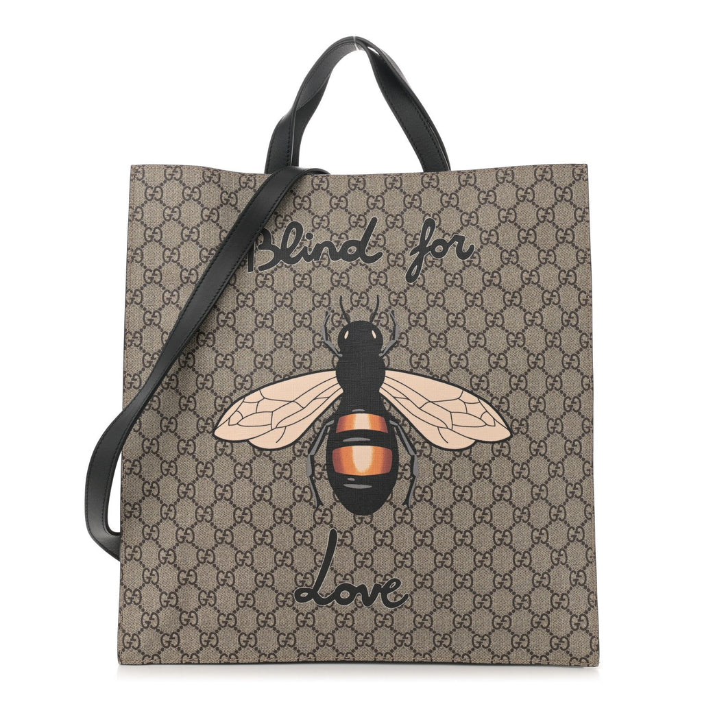 GG Supreme Monogram L'Aveugle Par Amour Print Vertical Tote Black