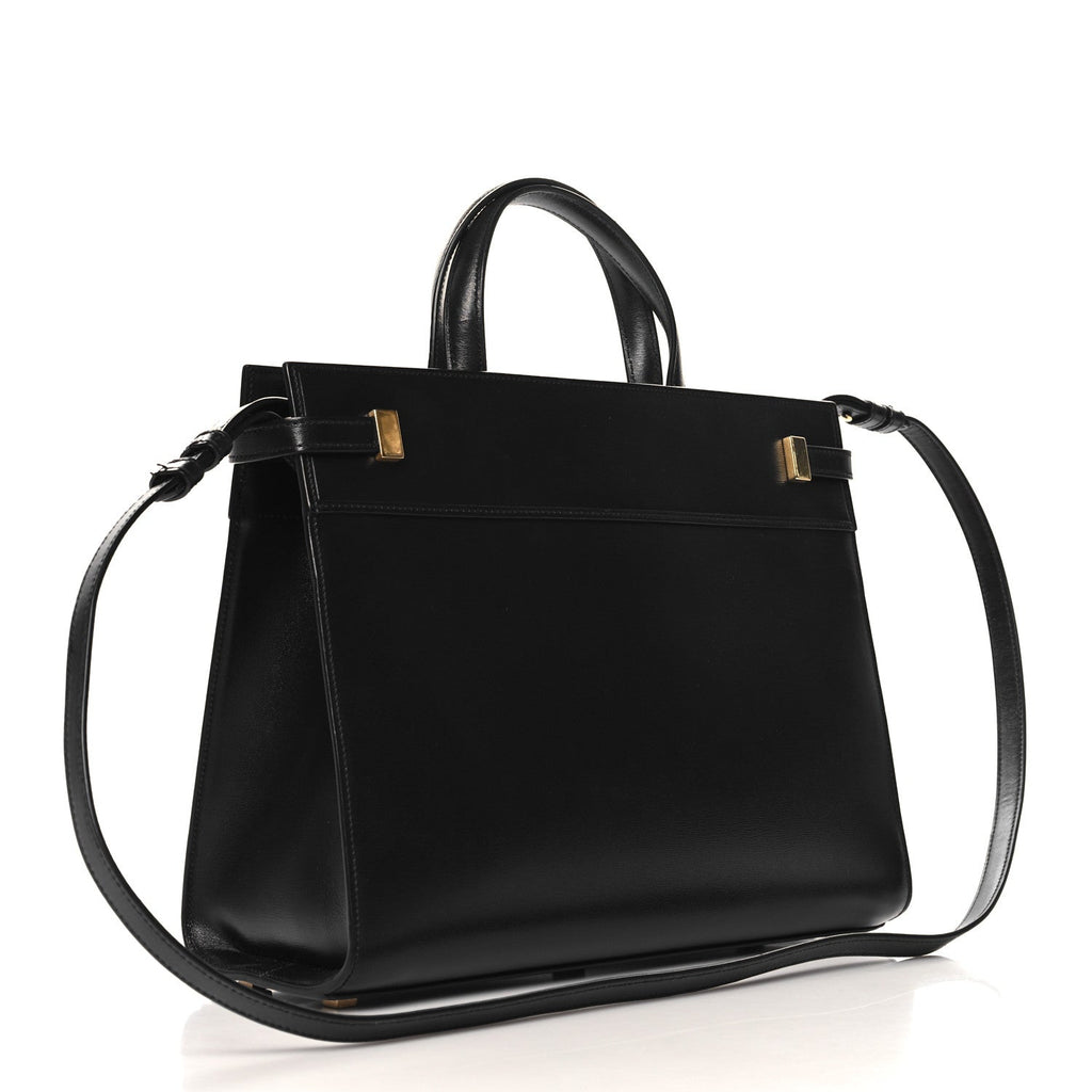 Calfskin Small Manhattan Shopper Tote Black