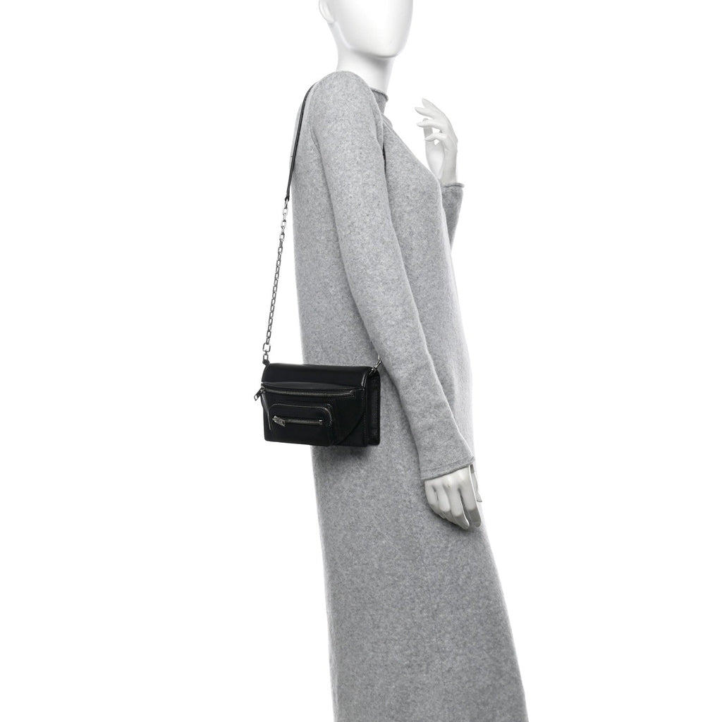 Textured Calfskin Attica Crossbody Black