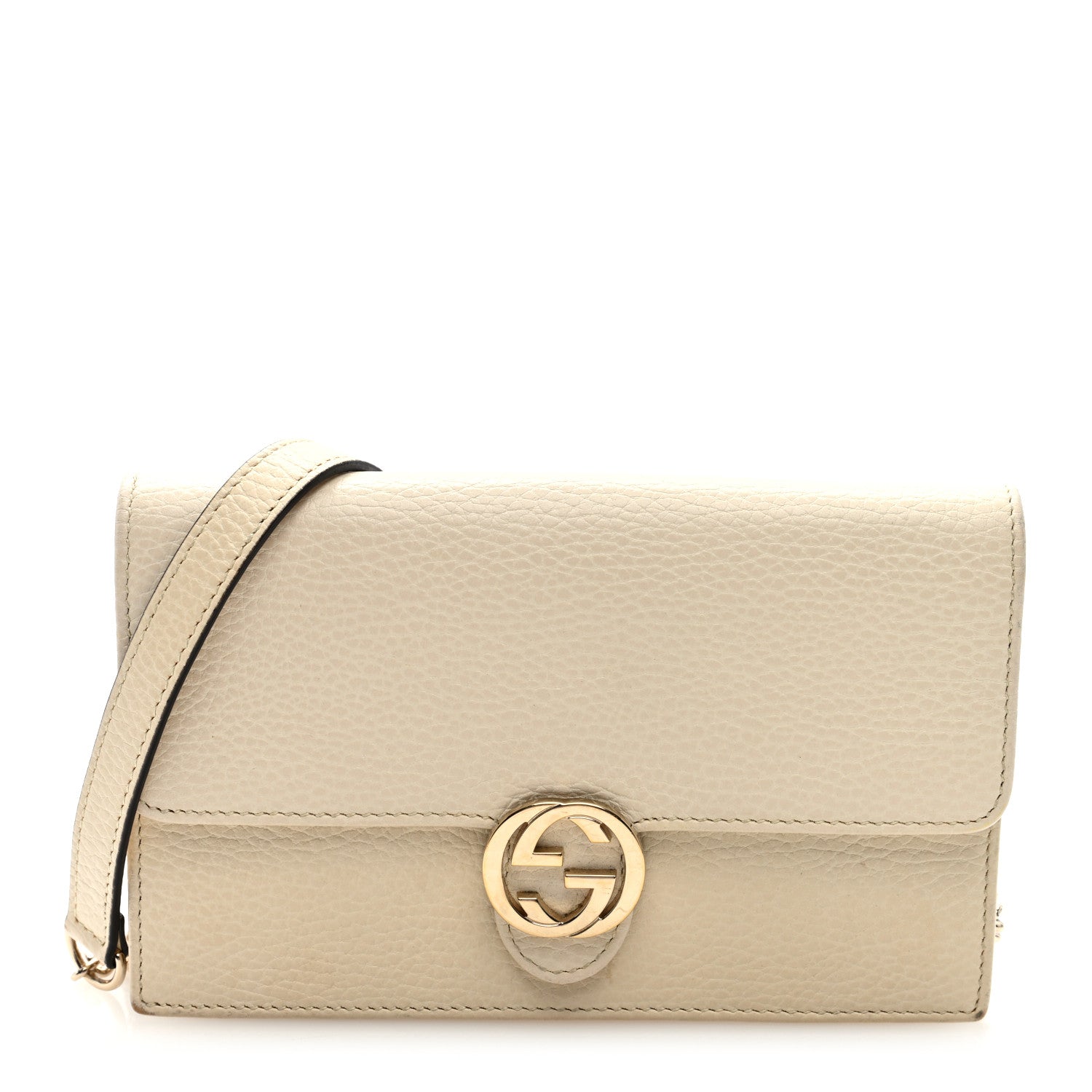 Dollar Calfskin Interlocking G Chain Wallet Ivoire