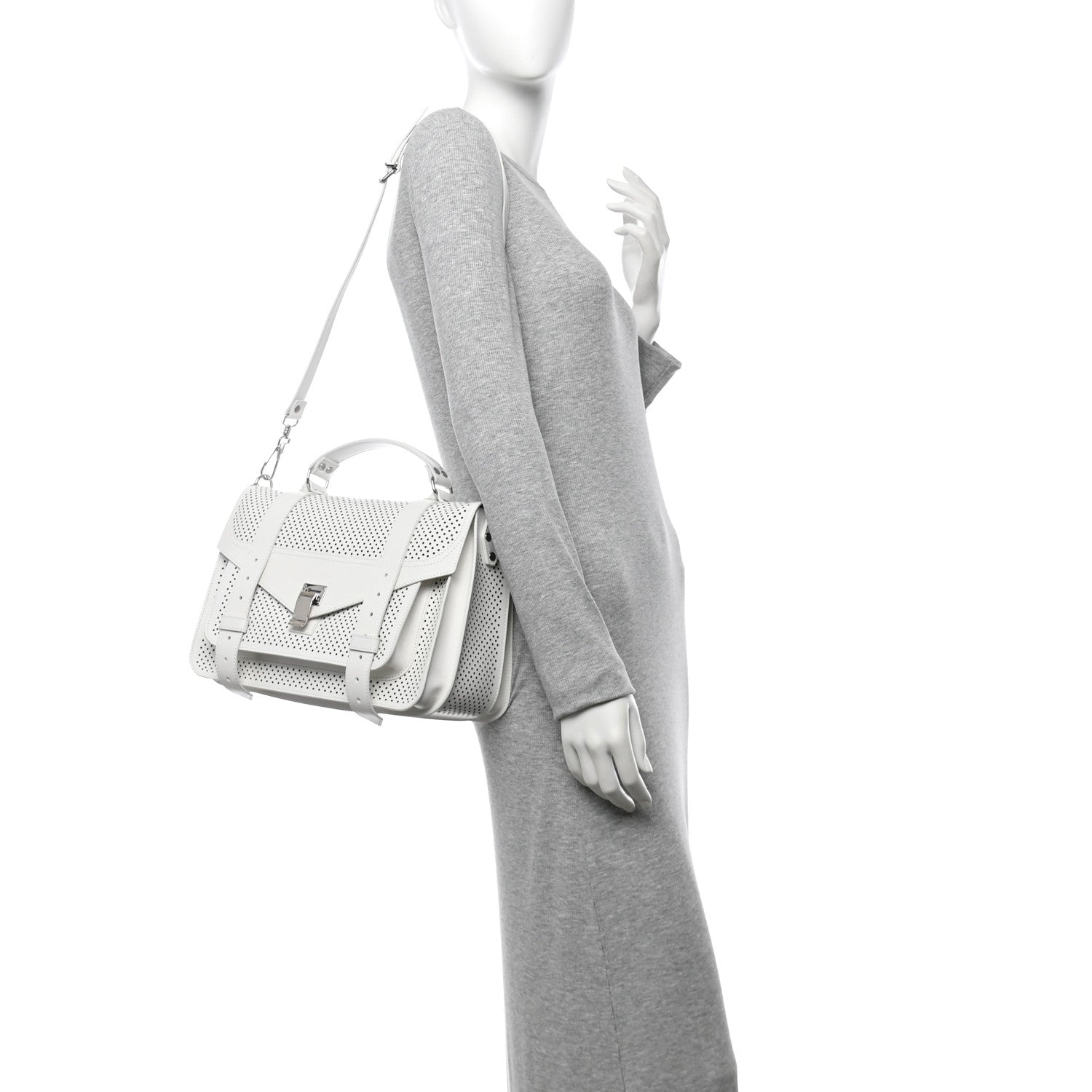 Lambskin Perforated Medium PS1 Satchel White