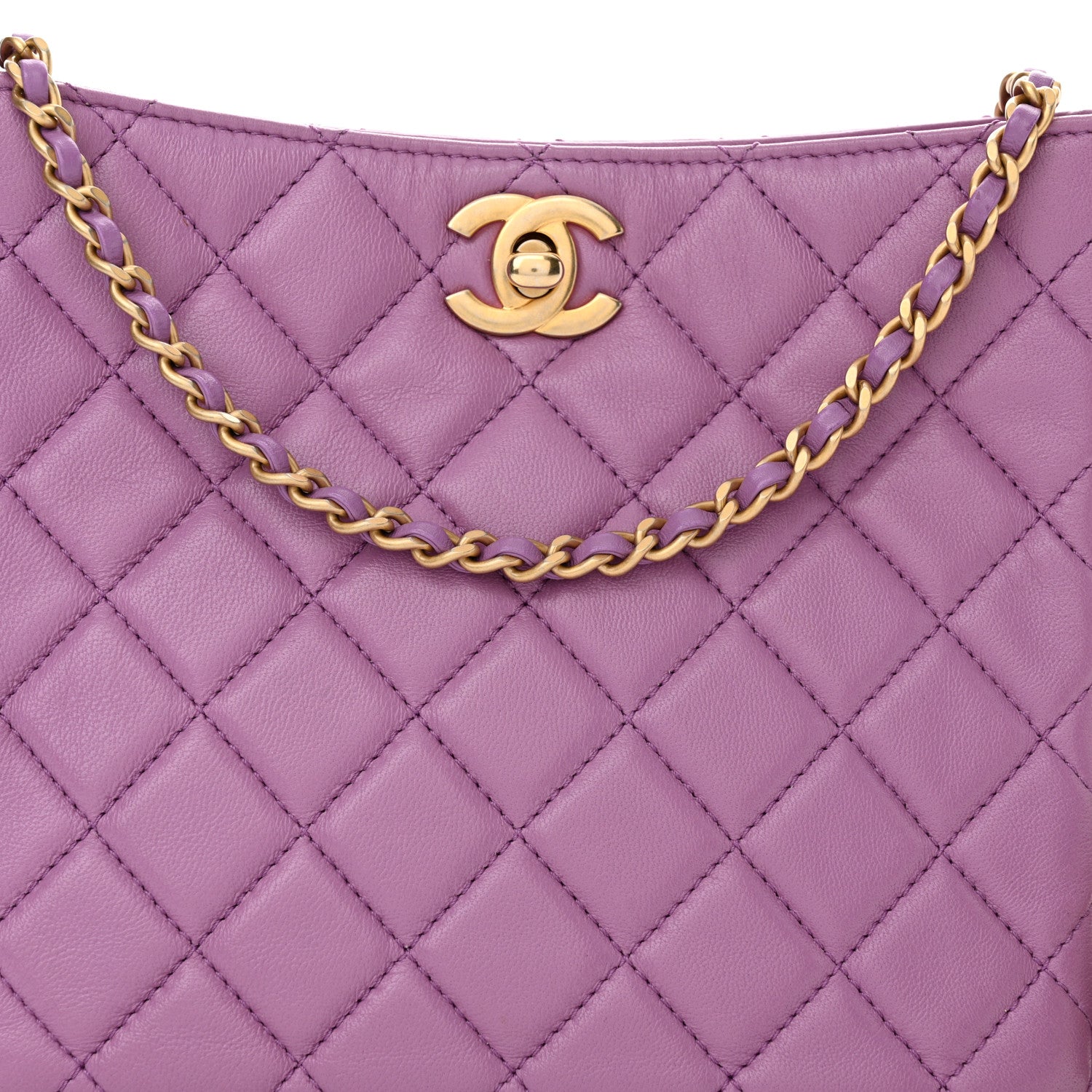 Lambskin Quilted Small Pearl Crush Hobo Purple
