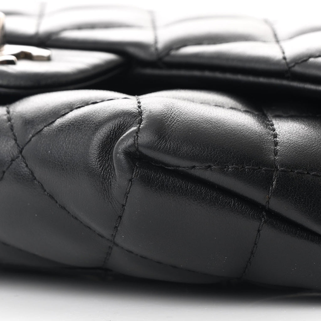 Calfskin Quilted CC Uniform Flap Belt Bag Black