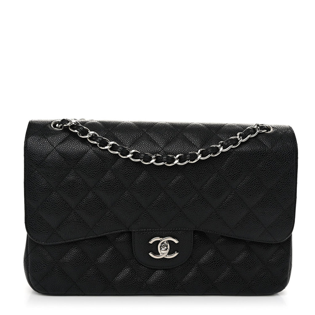 Caviar Quilted Jumbo Double Flap Black