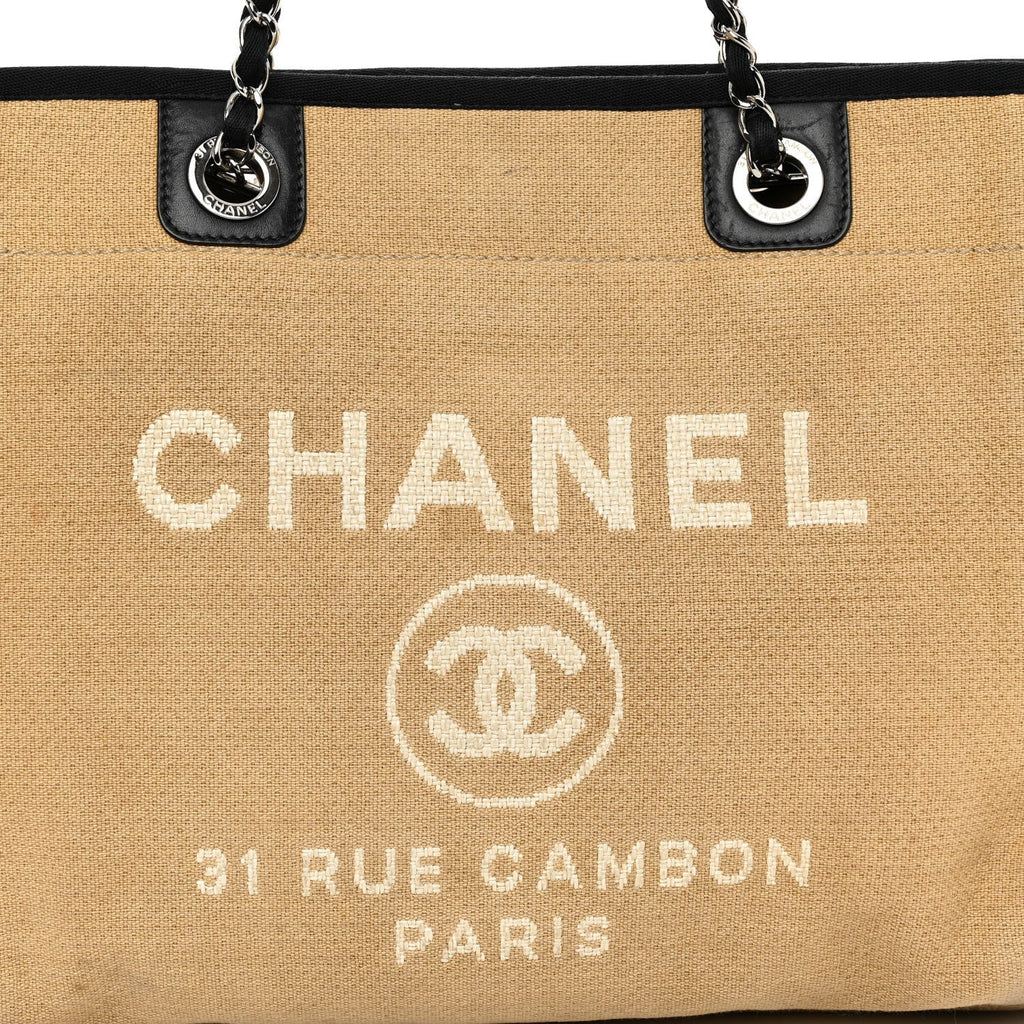 Canvas Small Deauville Tote Beige Black