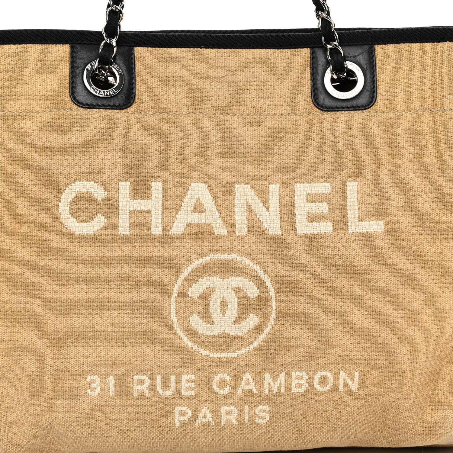Canvas Small Deauville Tote Beige Black