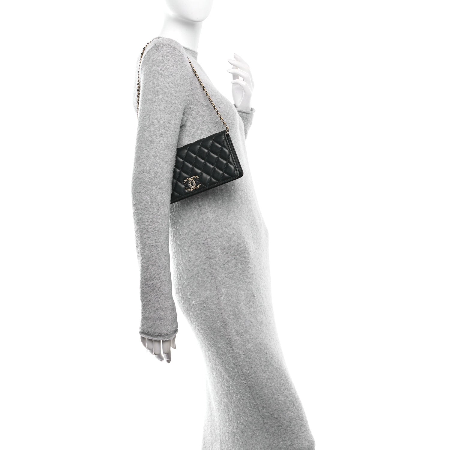 Lambskin Quilted CC Clutch On Chain Black