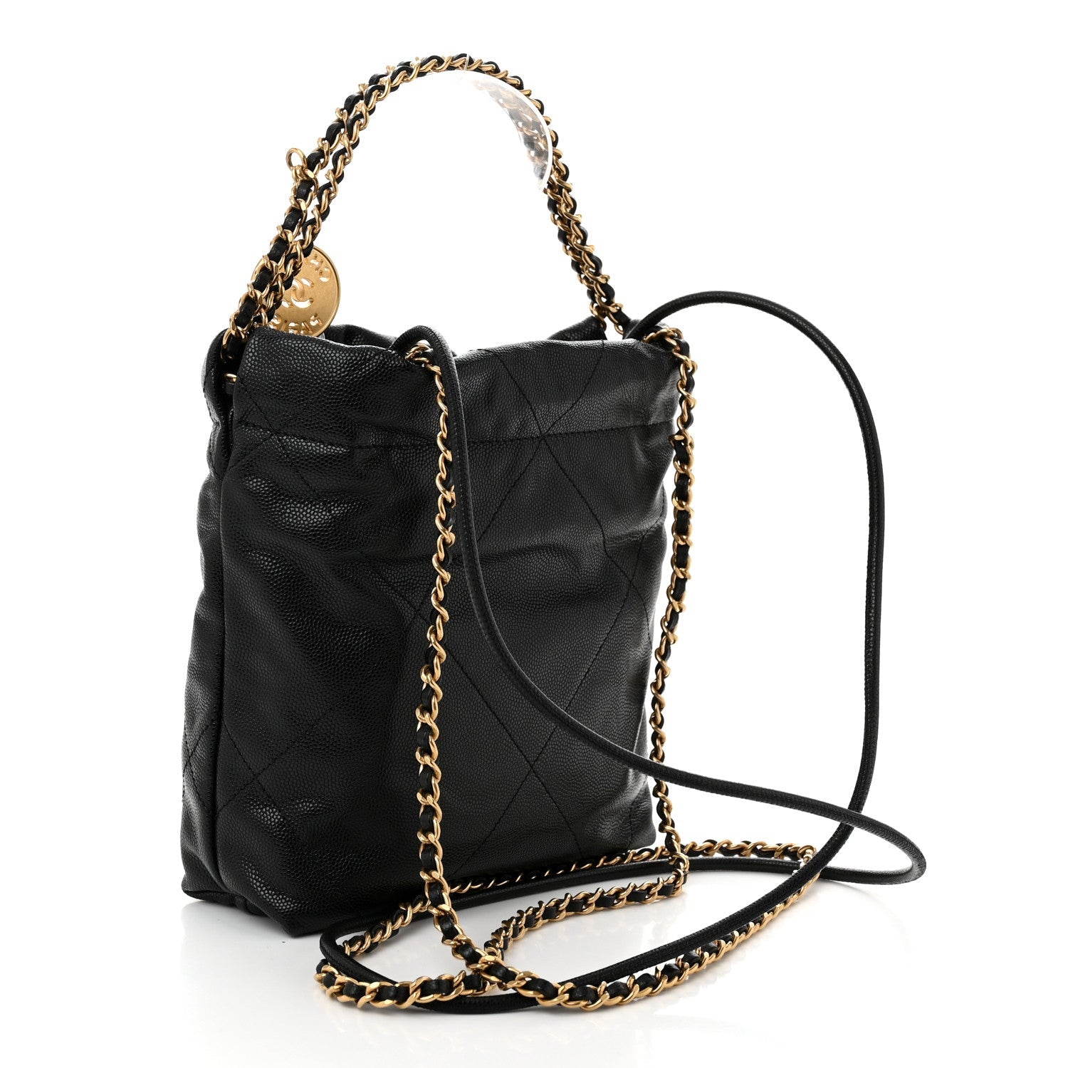 Shiny Caviar Quilted Monochrome Mini Chanel 22 Black