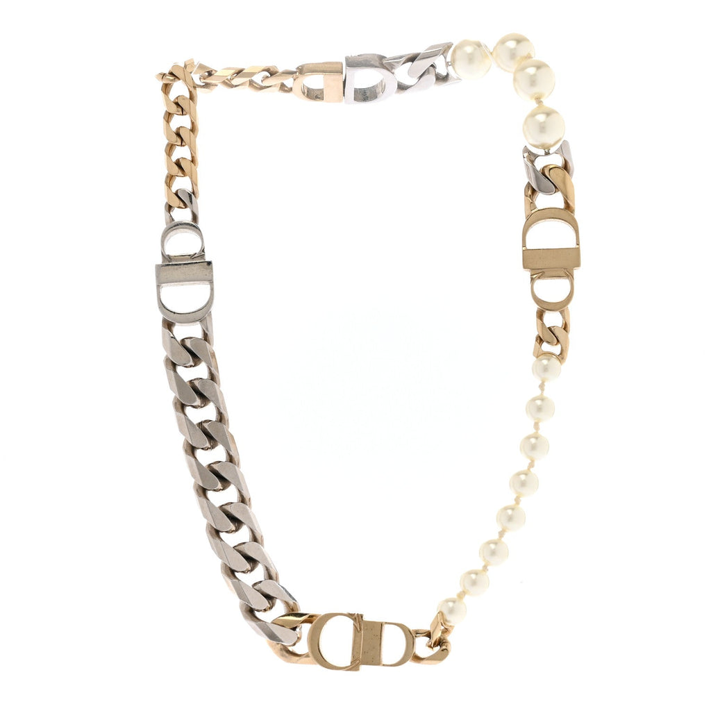 Metal Pearl Danseuse Etoile Chain Choker Necklace Gold Silver