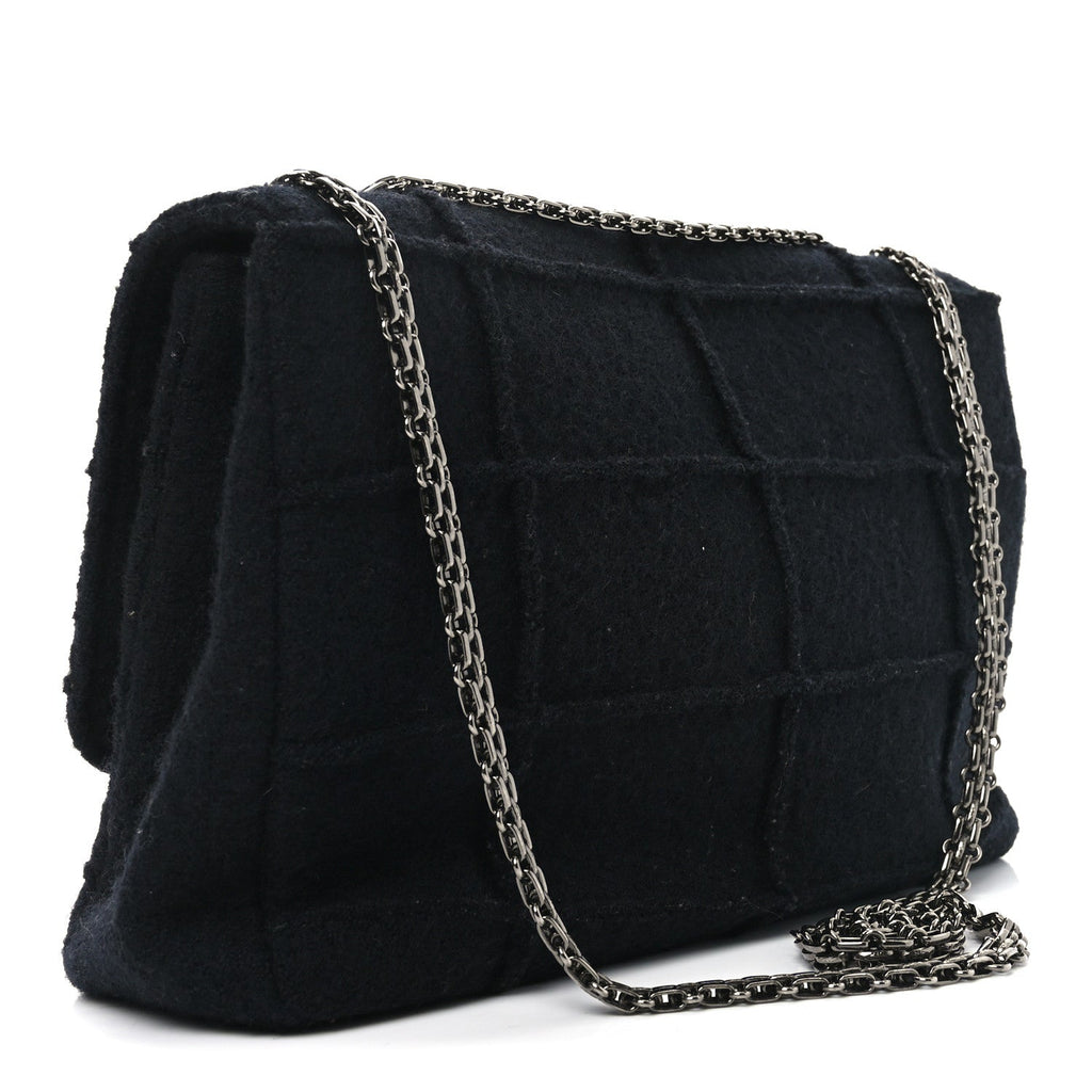 Wool Jumbo Chocolate Bar Mademoiselle Flap Black
